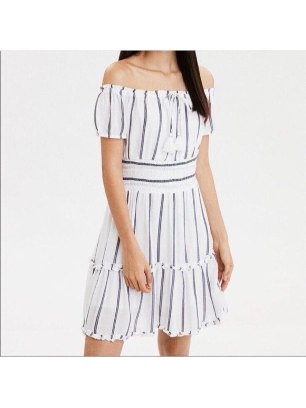 American Eagle Outfitters Striped Off The Shoulder Dress Womens size XS Boho